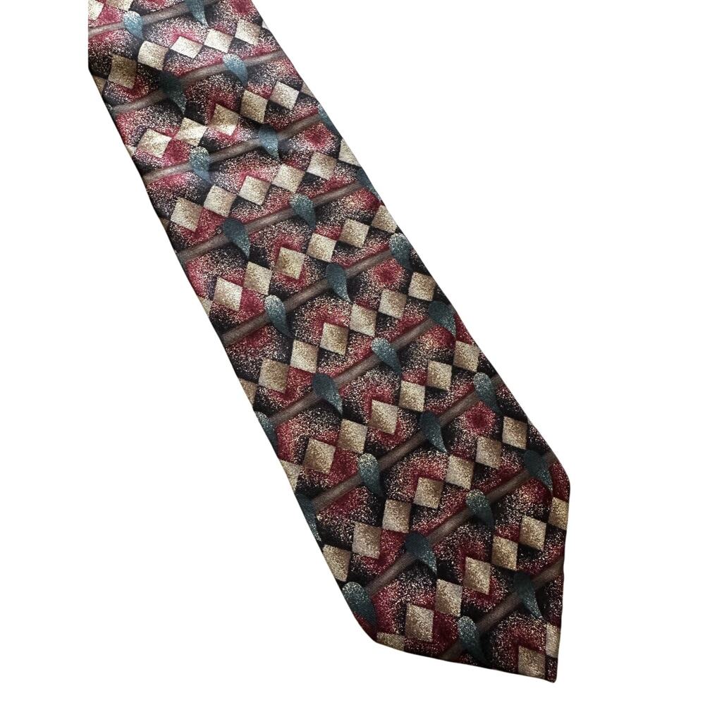 Vintage JT Beckett Purple Geometric 80s Silk Necktie